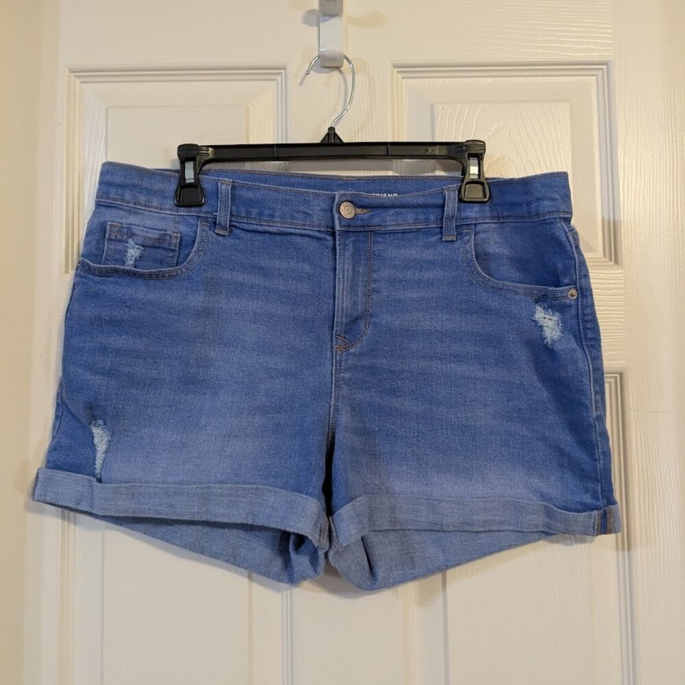 Old Navy Blue Boyfriend Denim Shorts - Size 14 - Distressed